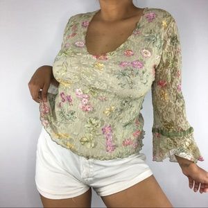 Gorgeous Vintage Floral Blouse. Floral Lace,Dainty